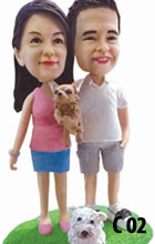 Couple with Dog Figurine